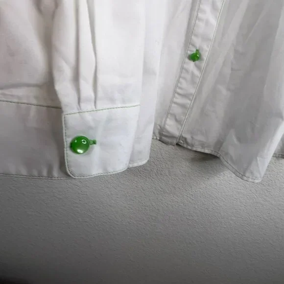 NWT Bob Mackie Wearable Art Top White Sz 1X Button Up Flower Embroidered Sequins - Picture 10 of 16